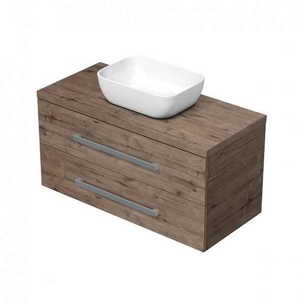 Koupelnová skříňka s umyvadlem Naturel Cube Way 100x53x46 cm dub Wellington mat CUBE461003DWSAT45