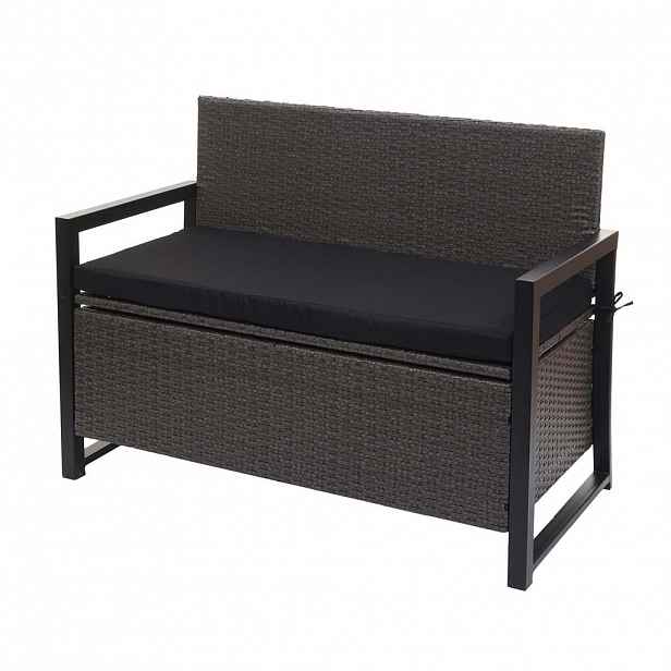 MCW POLY-RATTAN 2MÍSTNÁ LAVICE Šedá, černá