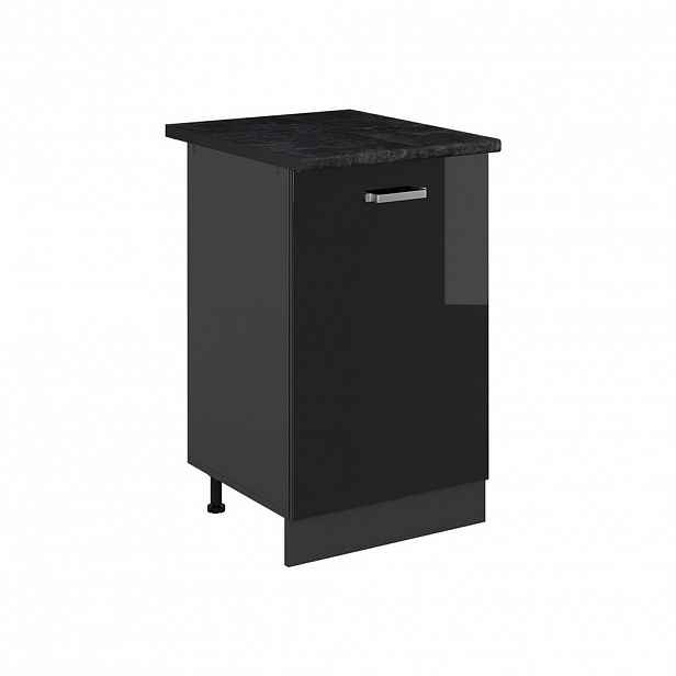 Vicco SPODNÍ SKŘÍŇKA KUCHYŇSKÉ LINKY R-Line, Černý vysoký lesk/Antracit, 50 cm pracovná doska antracitová