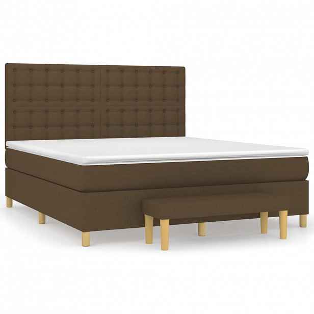 vidaXL Box spring postel s matrací tmavě hnědá 160x200 cm textil