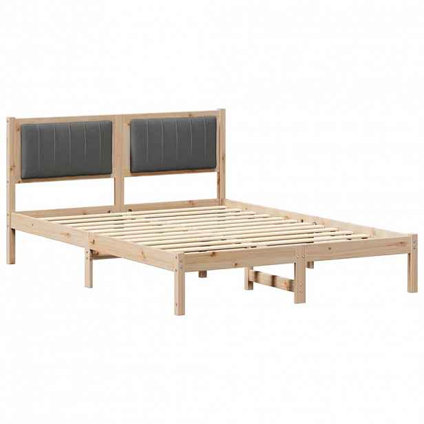 vidaXL Rám postele s čalouněným čelem s čelo Tmavě šedá 140 x 190 cm