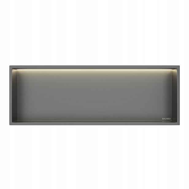 Interiérová Police S Led Osvětlením 30x90 cm Gun Metal Wall-box One Led Balneo
