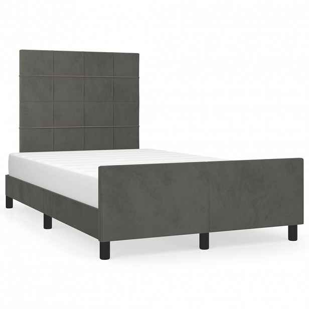 vidaXL Rám postele bez matrací tmavě šedá 120x190 cm samet