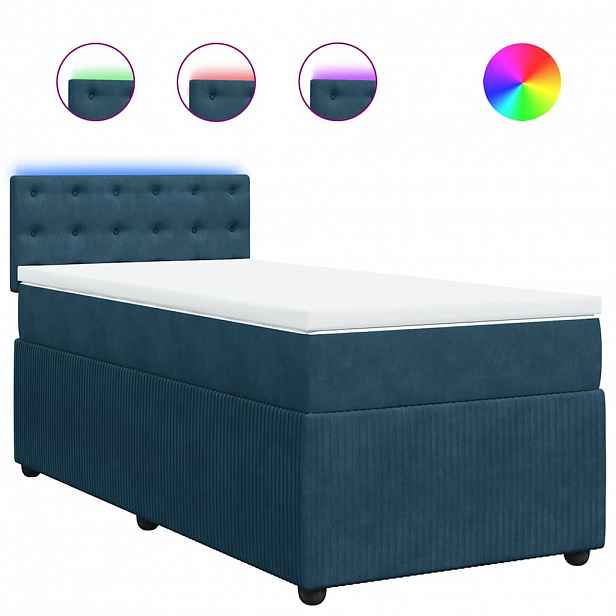 vidaXL Box spring postel s matrací modrá 80 x 200 cm samet