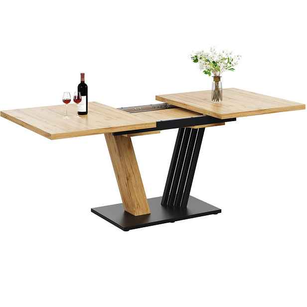Redom JÍDELNÍ stůl 120/160/80/76 cm s výsuvnou deskou a nastavitelnými nožkami, Dekor dřeva