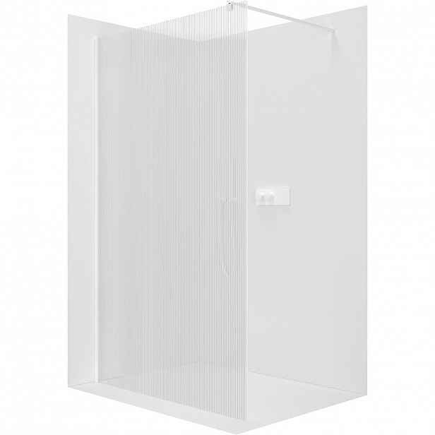Sprchová zástěna Walk-in Onyx Round L/P - 8 mm - kulatá vzpěra - bílá matná, rýhované sklo - 90x200 cm