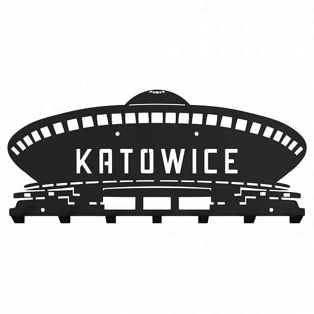 Velký kovový nástěnný věšák na bundy a oblečení, loftové klíče Katowice, černý