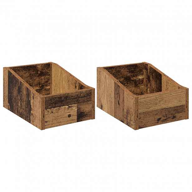 vidaXL Krabice na LP desky 2 ks Staré dřevo 23 x 33 x 16 cm