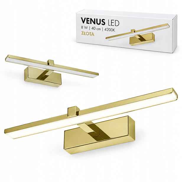 Lampa do zrcadla Venus 40 cm 8W zlatá Led neutrální 4200K 580lm IP44 nástěnná