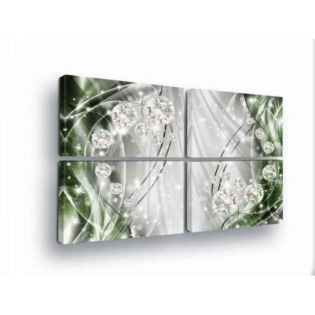 Obraz 120x80 Lesk diamanty krystaly abstrakce zeleň šedá