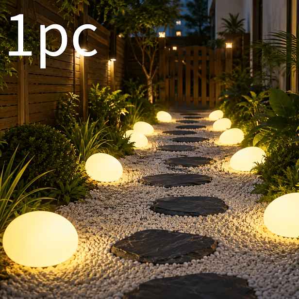 TEMU 1 ks Solární lampa s kamínky, 4 LED teplé bílé světlo, venkovní zahradní dekorativní lampy, s funkcí automatického spínače, vhodné pro trávníky,