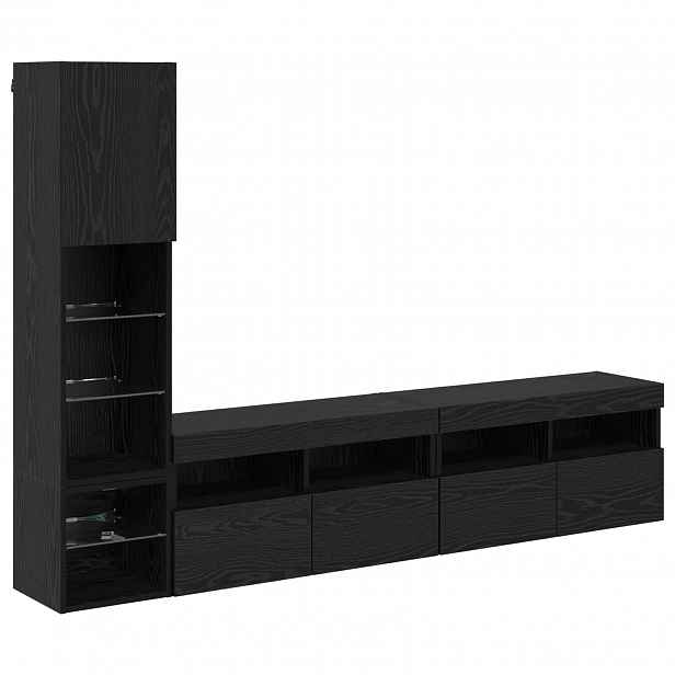 vidaXL Nástěnná skříňka na TV 4 ks Černý dub Kompozitní dřevo