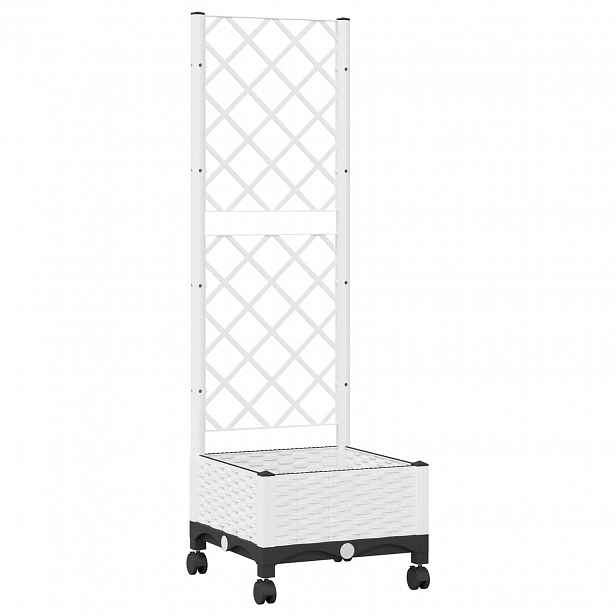 vidaXL Zahradní truhlík s treláží a koly Bílá 40 x 40 x 131,5 cm PP