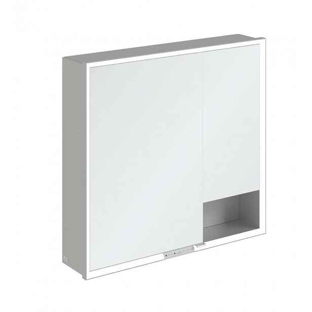 Villeroy & Boch My View+ - Zrcadlová skříňka s LED osvětlením 80x75x17 cm, 2 dvířka, šedá A4818000