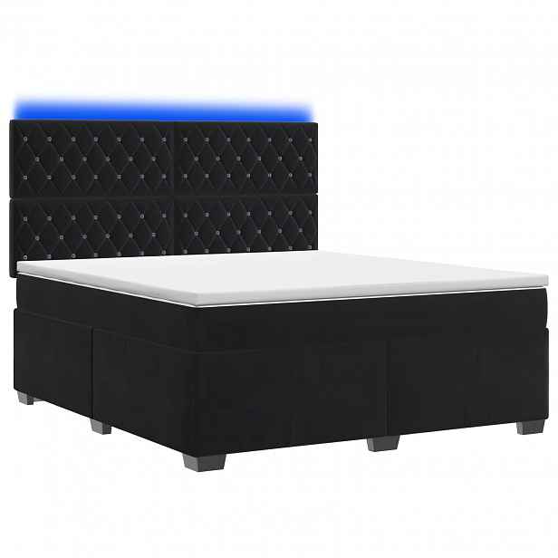 vidaXL Postel boxspring s matrací s LED pásky Černá 140 x 190 cm Samet