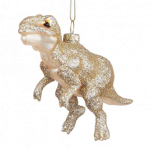 HANG ON Skleněná ozdoba tyranosaurus - zlatá