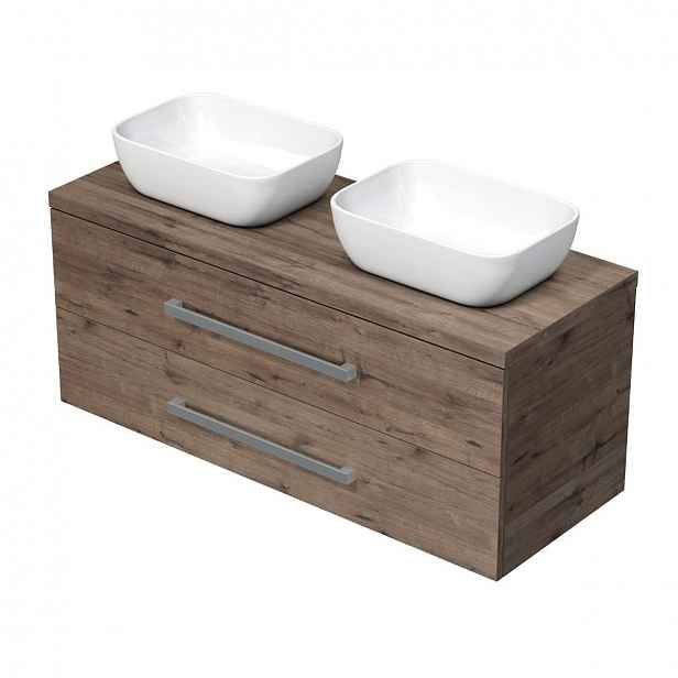 Koupelnová skříňka s umyvadlem Naturel Cube Way 120x53x46 cm dub Wellington mat CUBE461203DW45