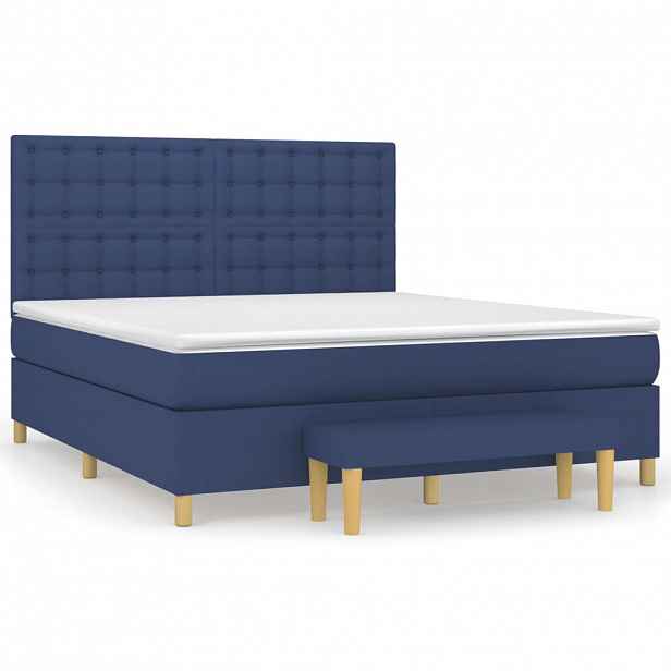 vidaXL Box spring postel s matrací modrá 160x200 cm textil