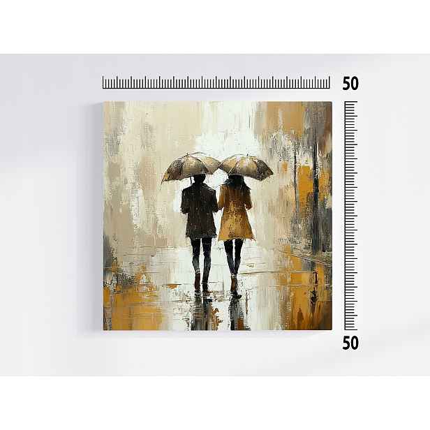 Obraz Na Plátně Canvas Město Pár Žena Muž Procházka Déšť 50x50