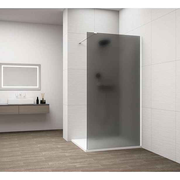 Polysan Esca - Sprchová stěna Walk-In 110x210 cm, Antidrop, kouřové matné sklo/bílá ES1411-03