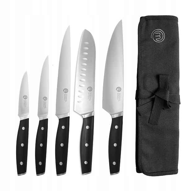 Sada nožů MasterChef 5 ks kuchyňských nožů Santoku zeleniny ocel stříbrná