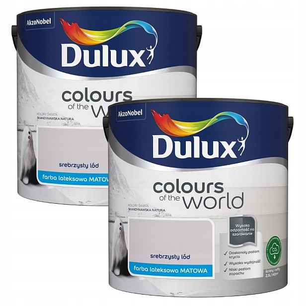 Set Dulux Barvy Světa 2x2,5L Barva Latexová Emulze Stříbrný Led 5L