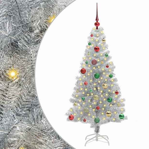 vidaXL Vánoční stromeček Stříbrná 150 cm PET