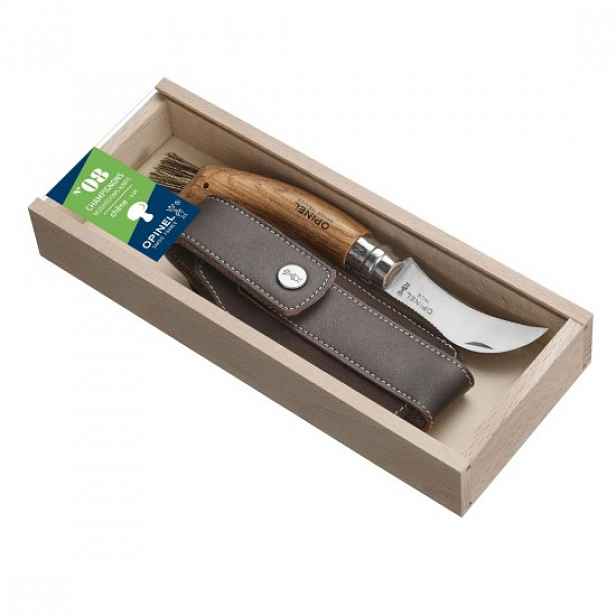 Houbařský nůž N°08, s pouzdrem, nerezová ocel, 8 cm, Oak - Opinel