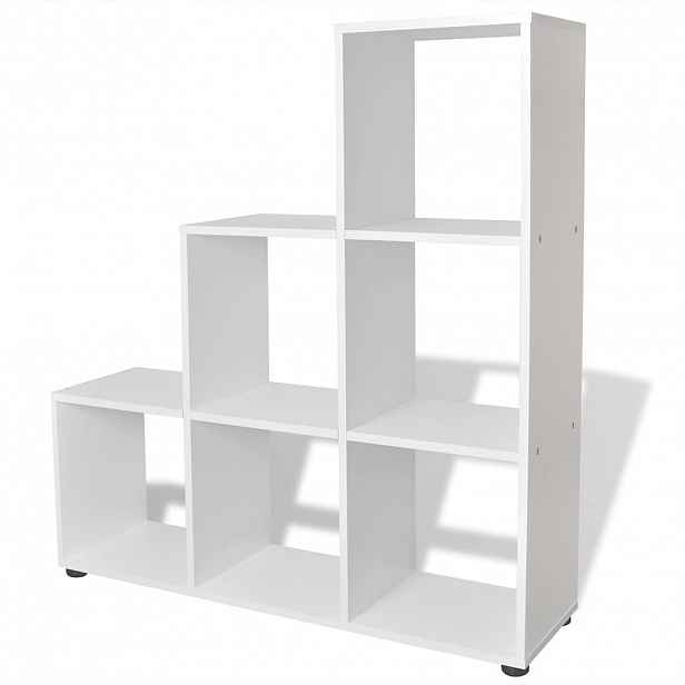 vidaXL Schodovitá knihovna / police k vystavování 107 cm bílá