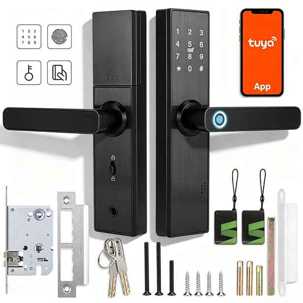 Zámek Smart Wifi Tuya Dřevěné Dveře Otisk Kód Karta Klíč Usb