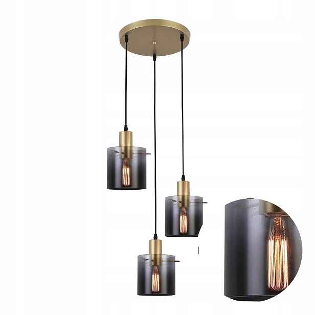 Závěsná lampa Lustr 3x E27 Max 40W Šedá Donati Rabalux