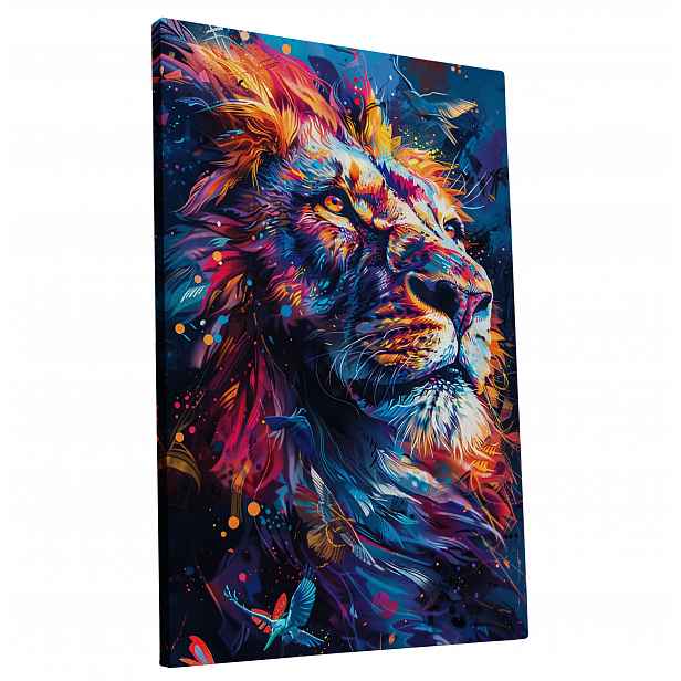 Obraz na plátně Barevný Lev v Moderním Stylu pro dům, pokoj, obývací pokoj 70x100