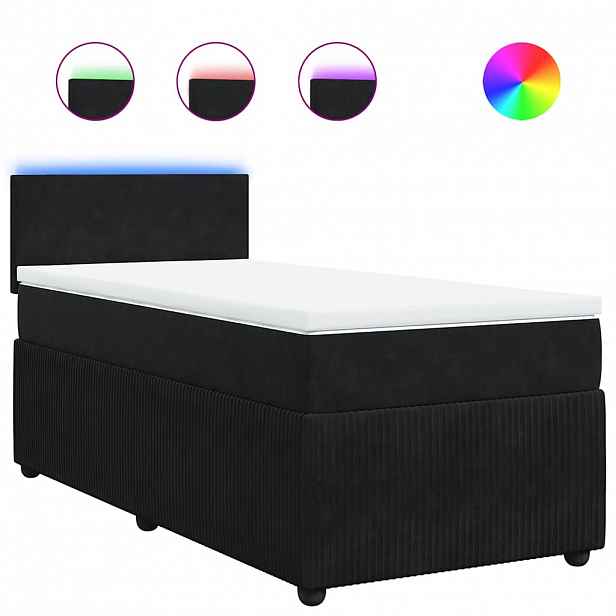 vidaXL Box spring postel s matrací černá 90x190 cm samet