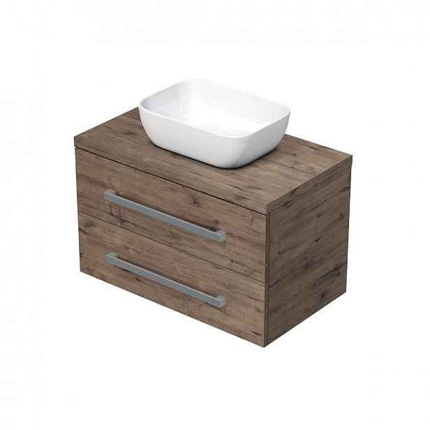 Koupelnová skříňka s umyvadlem Naturel Cube Way 80x53x46 cm dub Wellington mat CUBE46803DW45