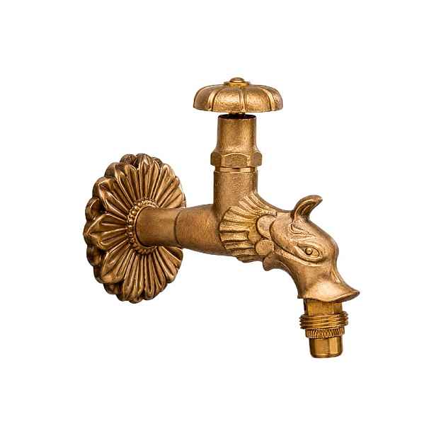 Mosazný ozdobný houbový kohout vstup 1/2" výstup 3/4" drak