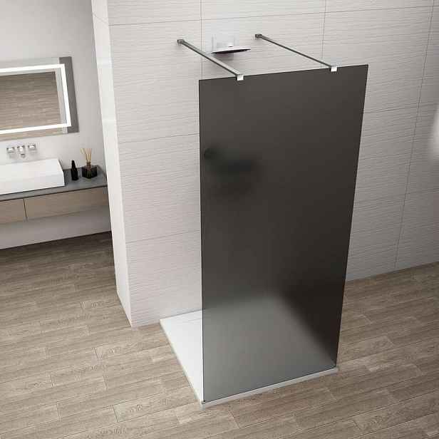 Polysan Esca - Sprchová stěna Walk-In 110x210 cm, Antidrop, kouřové matné sklo/chrom ES1411-05