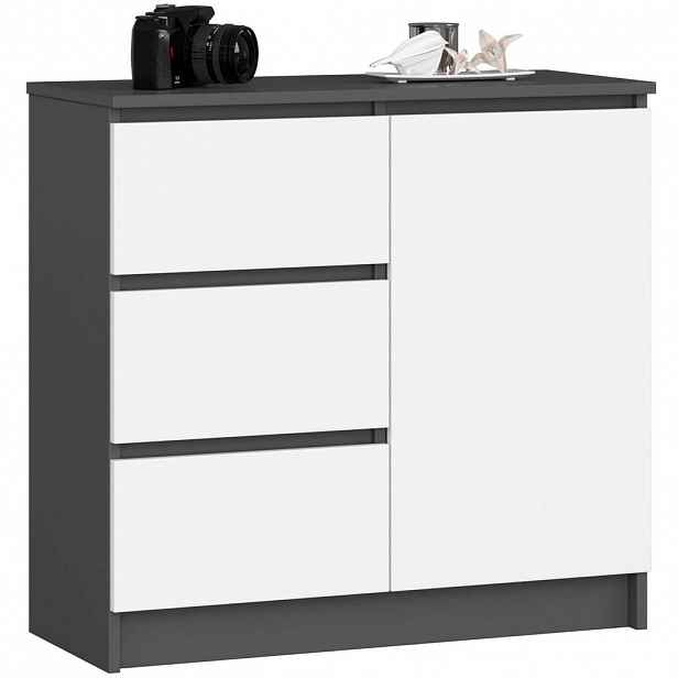 RAUMHIRSCH FURNITURE KOMODA grafitově šedá, bílá 77/80/35