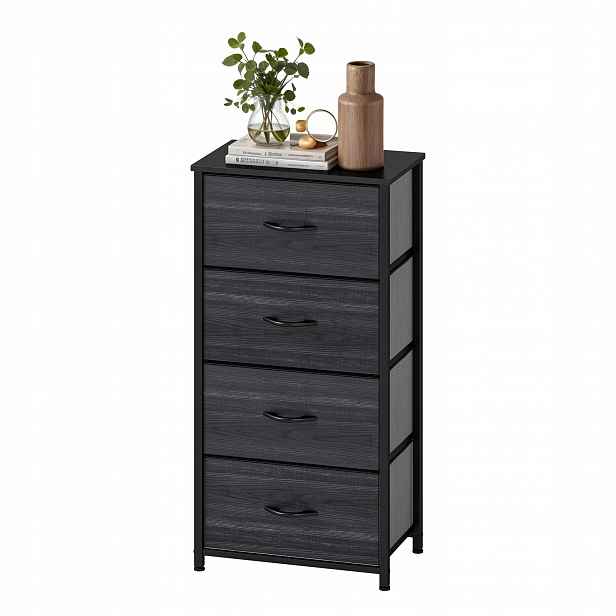 Komoda Yitahome 4 látkové zásuvky černá, kov, 94 cm