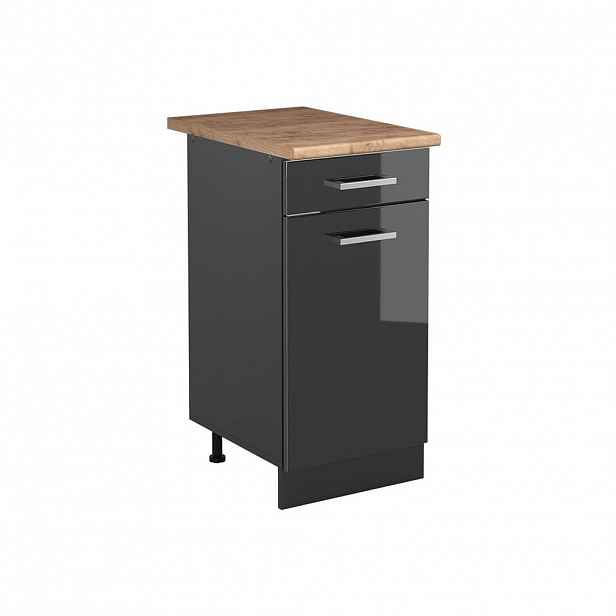 Vicco SPODNÍ SKŘÍŇKA KUCHYŇSKÉ LINKY R-Line, Antracitový vysoký lesk/Antracit, 40 cm pracovná doska Dub Goldkraft