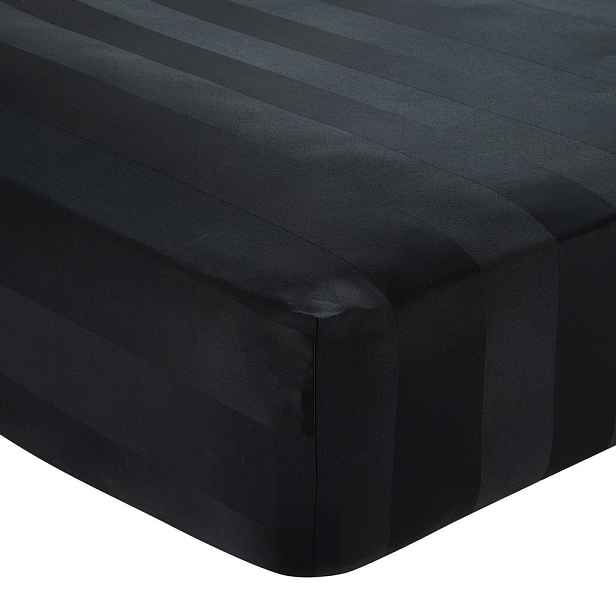 Černé napínací saténové prostěradlo 90x190 cm So Soft Satin Stripe – Catherine Lansfield