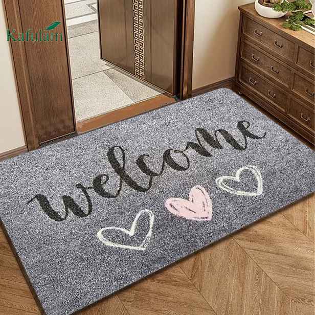 TEMU 1 ks protiskluzové flanelové rohožky do koupelny s nápisem "Welcome" a 3 ks se srdíčky, 40 x 60 cm (15,75 ,62 palců), dostupné různé velikosti.