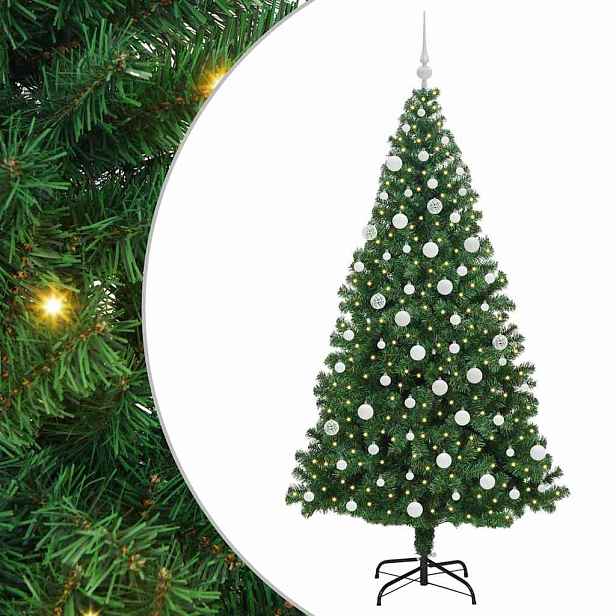 vidaXL Umělý vánoční stromeček Zelená 180 cm PVC, ocel a plast