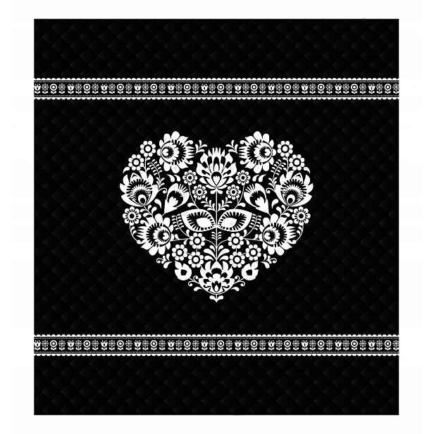 Detexpol Přehoz na postel Srdce černá Polyester, 170/210 cm (DL-551941)