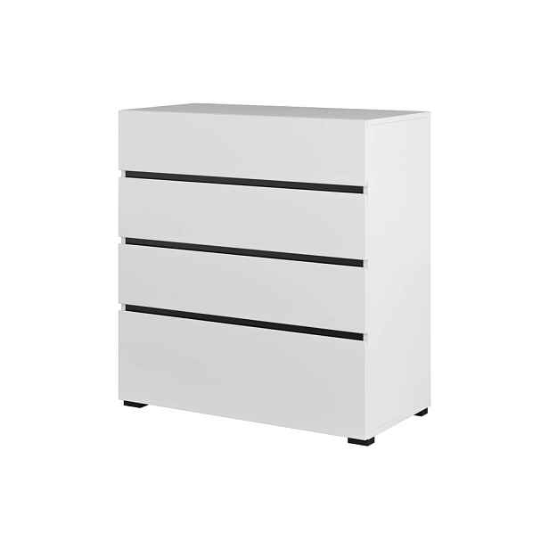 Komoda BONIFACIO 4S 80 cm, bílá/černá