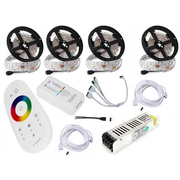 Set Led Páska 20 m Rgb Bílá 5050 Dálkový Ovladač napájí
