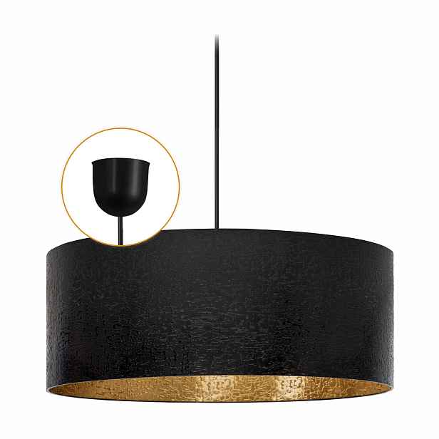 Závěsné Stropní Svítidlo Lustr Abažur Klosz 1 x E27 Led Černá do obývacího pokoje