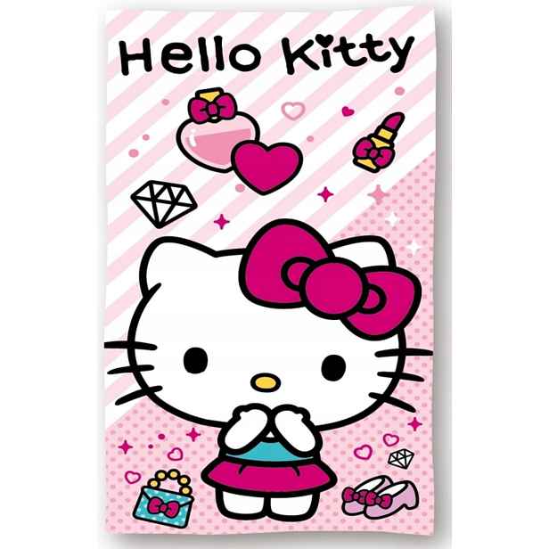 Bavlněný Ručník Hello Kitty 70x140 Růžový Ručník Kočka S Mašličkou