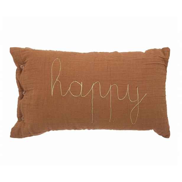 Dětský dekorační polštářek HAPPY 50x30cm, hnědý