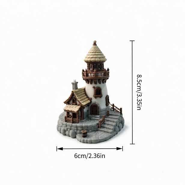 TEMU 1ks Miniaturní Retro Evropský Majákový Domek Model - Plastový Kámen - Vhodný pro Námořní Stolní Dekoraci, Miniaturní Stavba pro Vystavení na