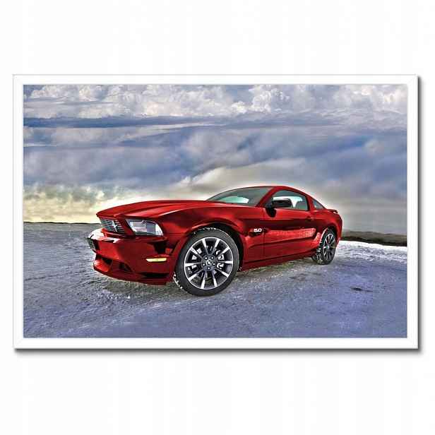 Plakáty v rámu 60x40 Červený Mustang Sníh